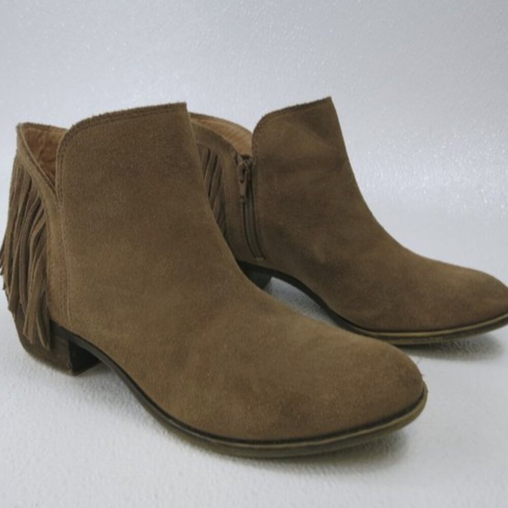 Lucky Brand Suede Leather Fringe Boots Shoes Women's Footwear Size 7.5 M - Picture 1 of 7